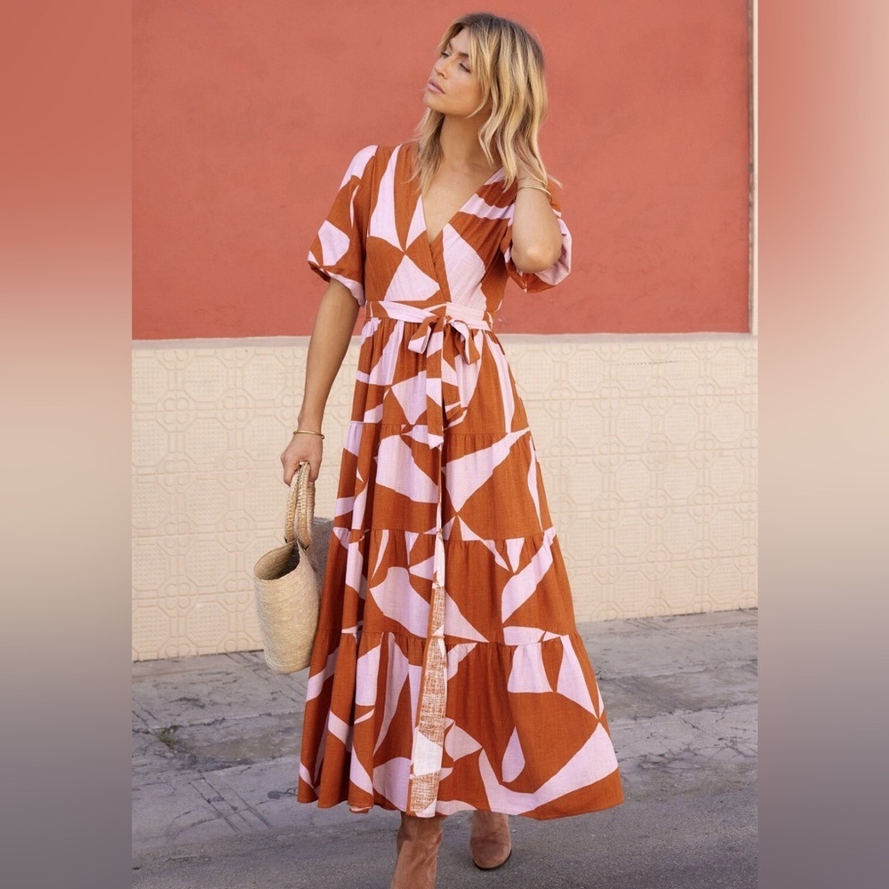 Mister Zimi BEE MIDI DRESS IN TERRACOMA.  Size US 12 NEW!!